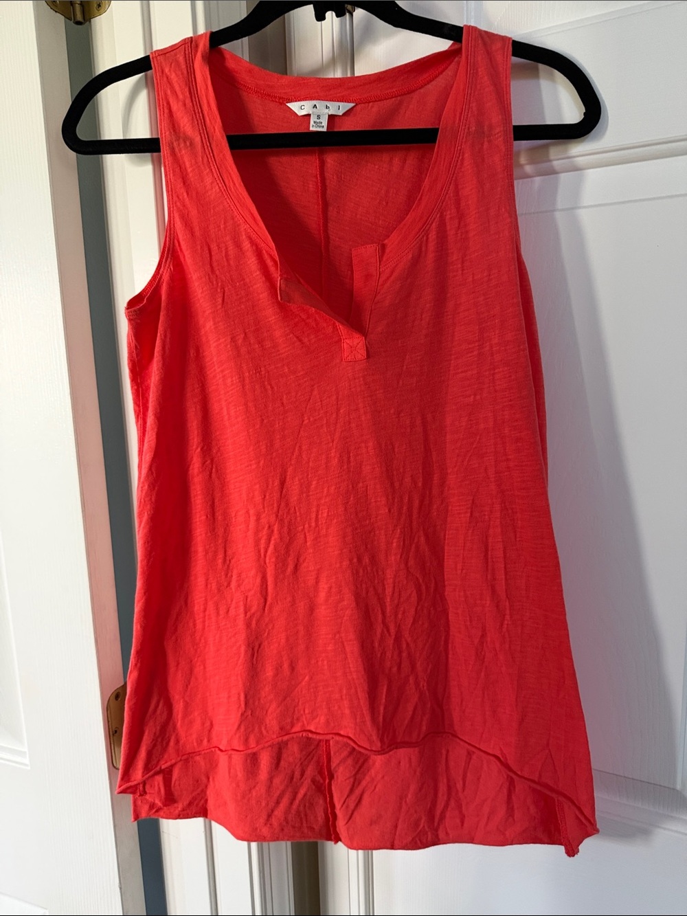 CAbi Coral Split V-Neck Sleeveless Tank